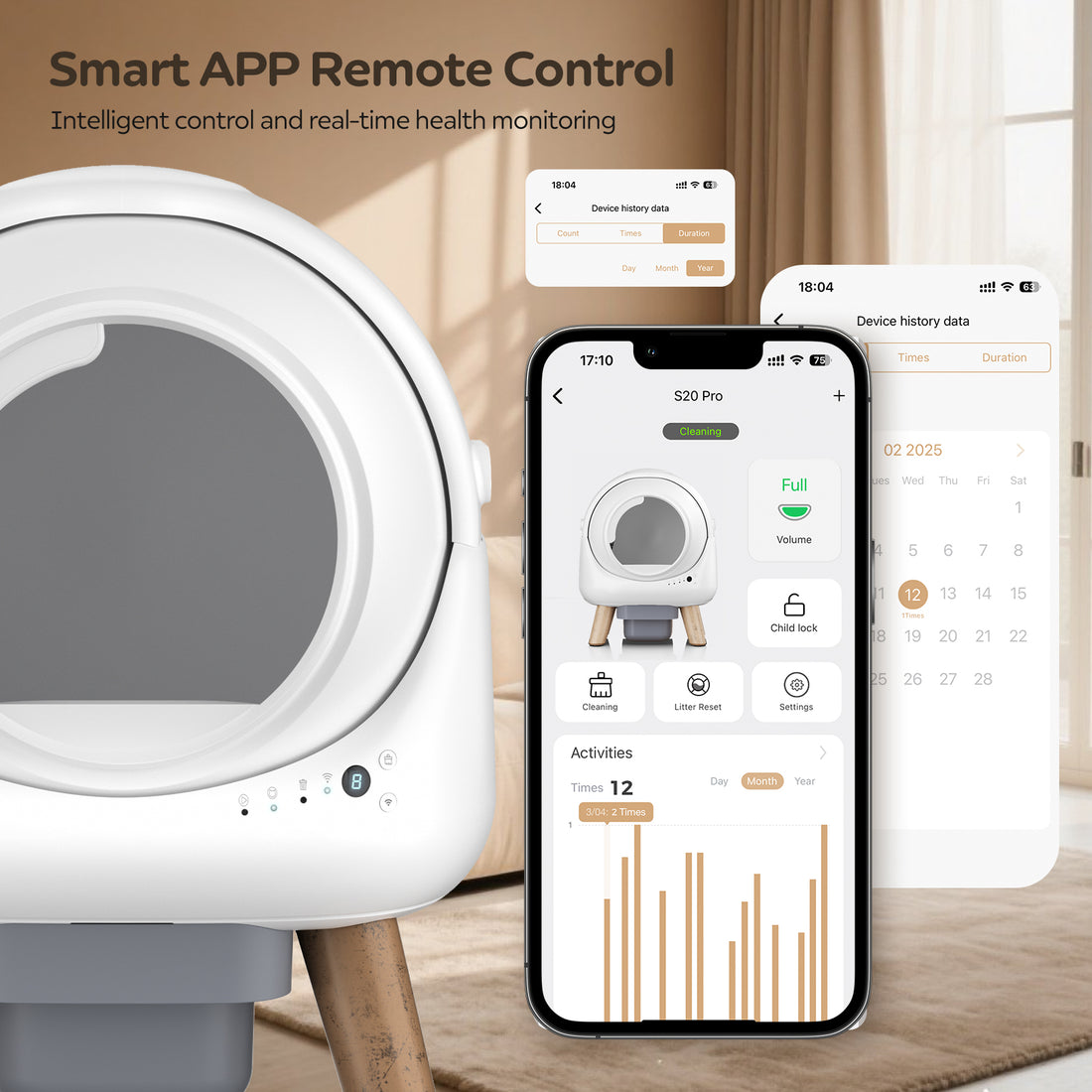 Automatic Litter Box, Self Cleaning Litter Box，White