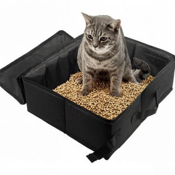 Portable Foldable Travel Cat Litter Box Black
