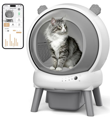 Cute Ears Series-Self Cleaning Litter Box,Gray