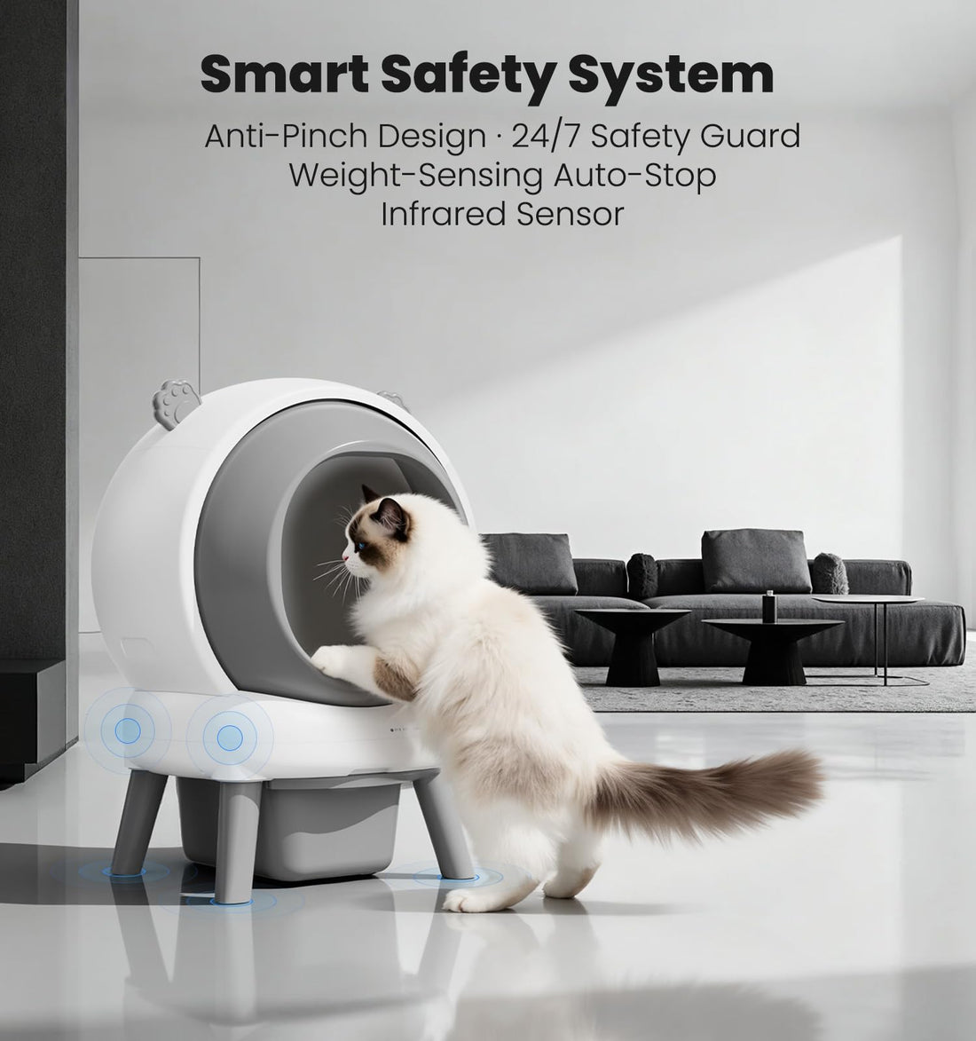 Cute Ears Series-Self Cleaning Litter Box,Gray